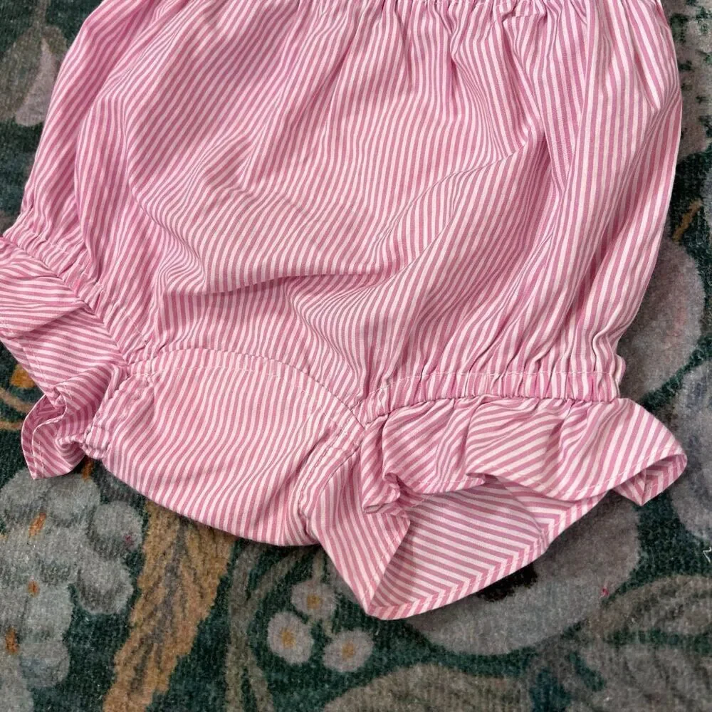 Mi Golondrina Bloomers Bottom Baby 3 Pink White Striped Ruffle Girls Shorts 3t